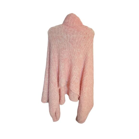 NWT Anthropologie Funnel-Neck Poncho One Size Pink/Rose Handcrafted Fuzzy Knit - Picture 7 of 12